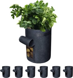 Delxo 5 Pack 10 Gallon Potato Grow Bags, Vegetable Grow Bag with