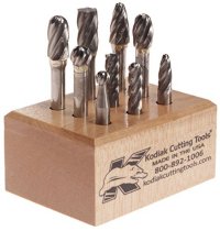Kodiak Cutting Tools Carbide Bur Set on 1/4" Shanks for Aluminum and Other Non-Ferrous Metals
