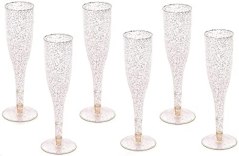 Oojami 30-pc Clear Plastic Flutes with Gold Glitter