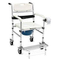 Giantex 3 in 1 Lightweight Shower Commode Wheelchair