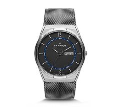 Skagen Men's Titanium Mesh Watch With Blue Accents